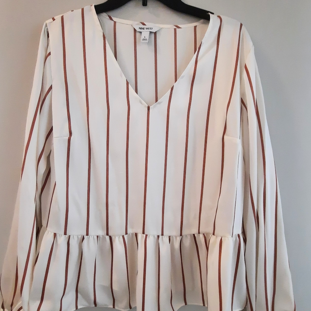 Nine West Femm Pin-Striped Blouse
